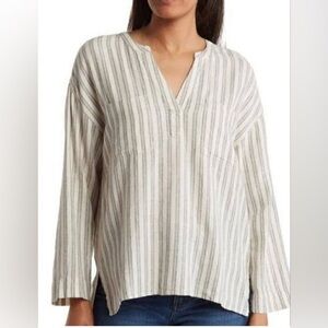 Madewell Linen-Blend Lakeline Popover
Shirt in Hester Stripe Womens Sz M Tunic